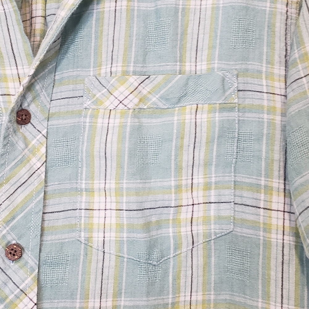 Tommy Bahama Linen 100% Shirt Plaid Button Up Short Sleeve Size Medium Green - Picture 6 of 14